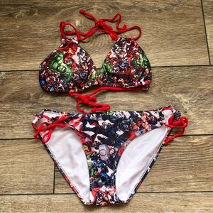Marvel comics superhero bikini top size L bottoms size M